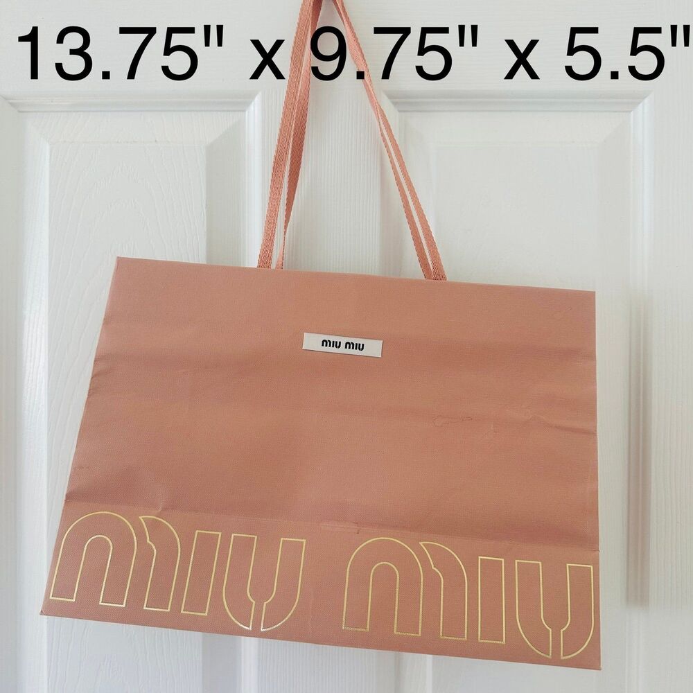 Miu Miu Paper Shopping Bag - pink medium, 13.75" x 9.75" x 5.5 | FLAWED